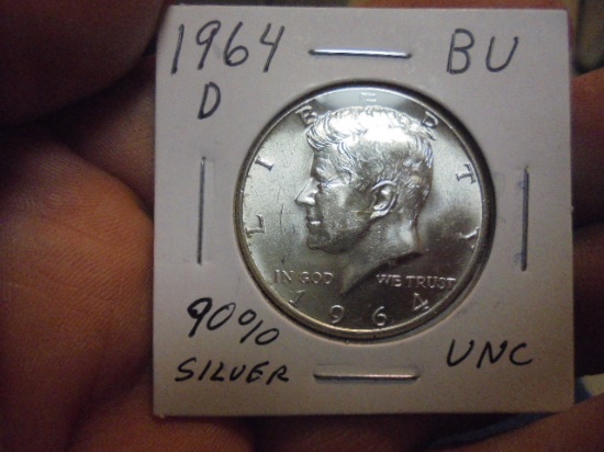 1964 D Mint Silver Kennedy Half Dollar