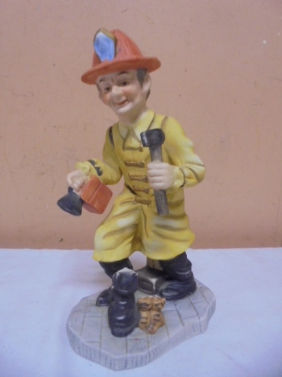 Porcelain Bisque Firefighter Figurine