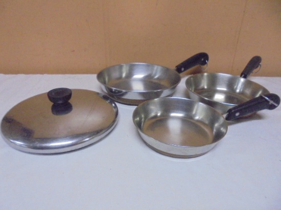 Set of 3 Revereware Copper Bottom Skillets