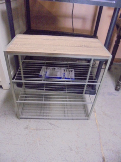 4 Tier Metal Shelf w/ Wood Top