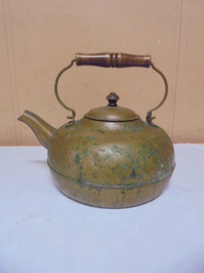 Vintage Copper Tea Kettle w/ Wood Handle