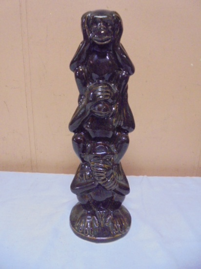 Vintage Pottery Speak/See/Hear No Evil Money Totem