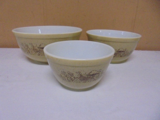 3pc Set of Vintage Pyrex "Forest Fancies" Mixing Bowls
