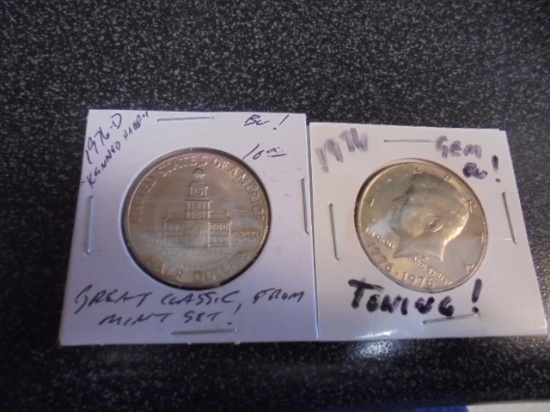 1976 D & 1976 Bicentennial Kennedy Half Dollars