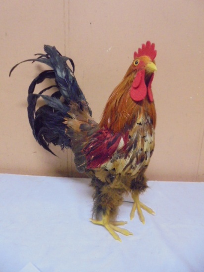 Large Rooster Made w/ Real Feathers