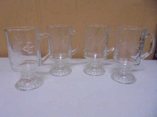 Set of 4 Etched Crystal Iced Tea Mugs