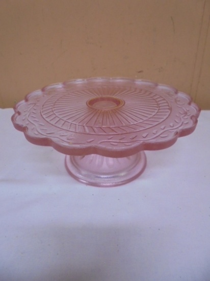Beautiful Pink Glass Cake/Desert Stand