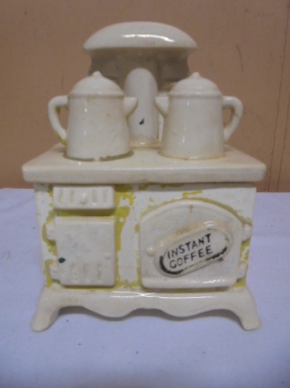 Vintage Ceramic Cookstove Instant Coffee Container