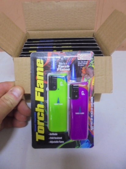 8 Brand New 2 Packs of Torch Flame Disposable Lighters