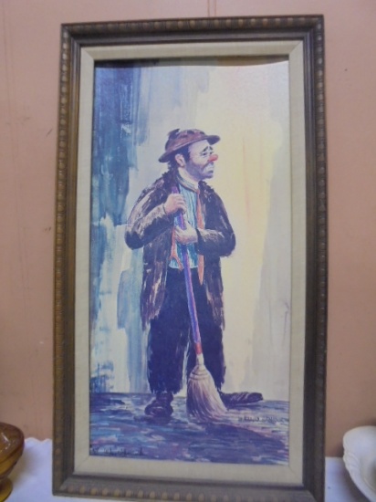 Vintage Emmett Kelley 'Weary Willie" Framed Picture