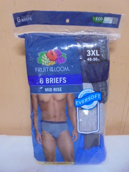 6 Pair of Fruit of The Loom Mid Rise Briefs