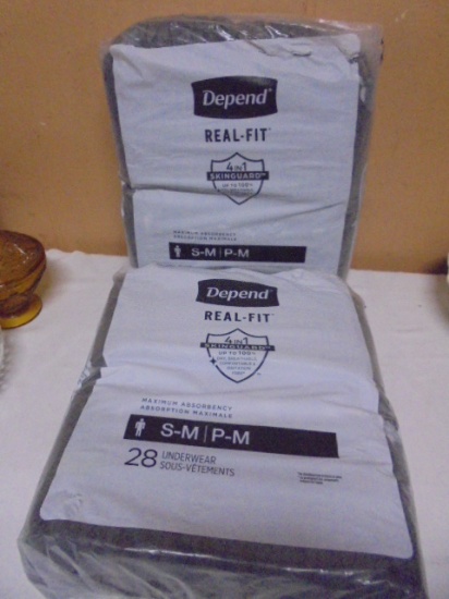 (2) 28ct Packages of Depend Real-Fit Underwear