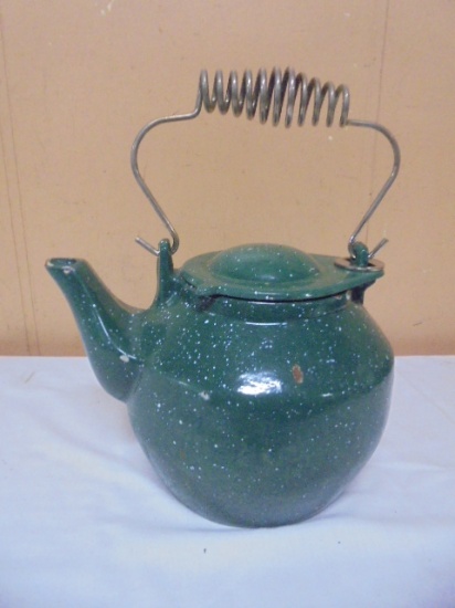 Porcelain Over Cast Iron Tea Kettle