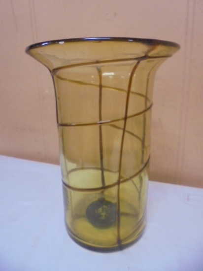 Large Art Glass Pillar Candle Holder