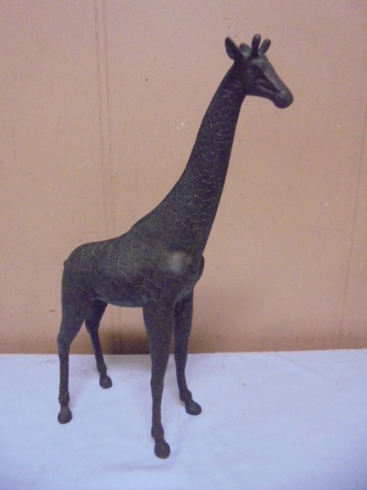 Vintage Blackened Brass Giraffe Statue
