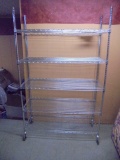 Heavy Duty 5 High Rolling Stainless Steel Shelving Unit