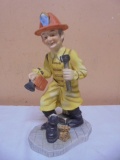 Porcelain Bisque Firefighter Figurine