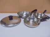 Set of 3 Revereware Copper Bottom Skillets