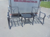 2 Matching Metal Outdoor Rockers w/ Side Table