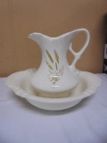 Vintage Treasure Craft Wheat Pattern Pitcher & Bowl