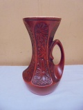 Vintage McCoy USA 619 Pottery Embossed MCM Red Daisy Vase