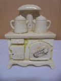 Vintage Ceramic Cookstove Instant Coffee Container