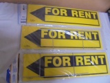(3) Brand New For Rent Yard Signs w/ Ground Stakes