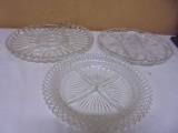 Group of 3 Vintage Glass Relish Trays