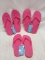 3 Pairs of Pink Assorted Ladies Flip Flops- (2) Medium, (1) Small