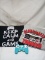 2 xl shirts and game on sign