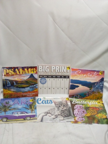 Lot of 6 Assorted Theme 2025 Calendars