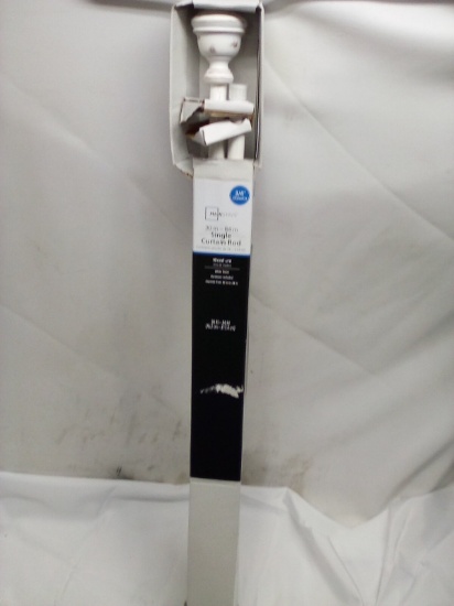 30”-84” Single Curtain Rod Wood Urn White Finish