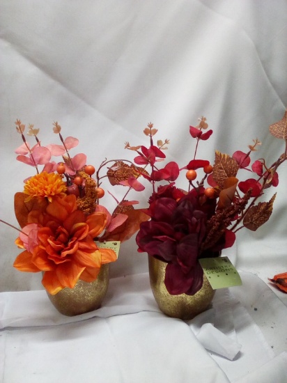 Pair of Artistry Designs 12”T Tabletop Decorative Artificial Plants