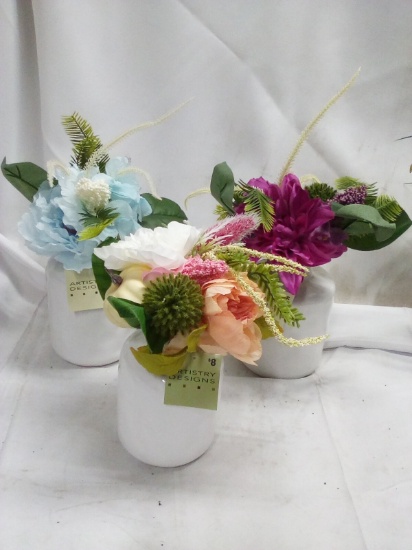 Set of 3 Artistry Designs 10”T Tabletop Decorative Artificial Plants