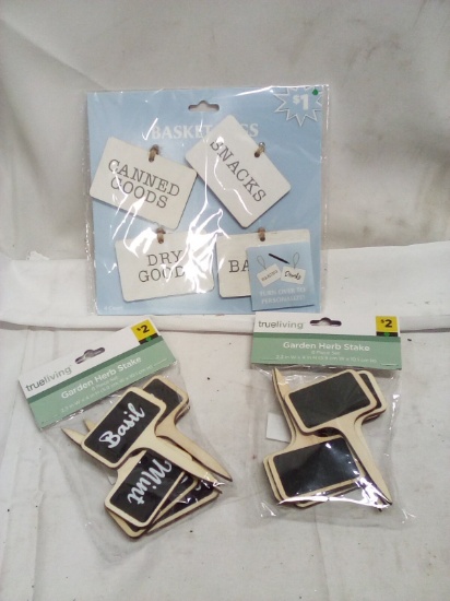 3Pc Label Lot- (2) Packs of Garden Herb Stakes, (1) Pack of Basket Tags
