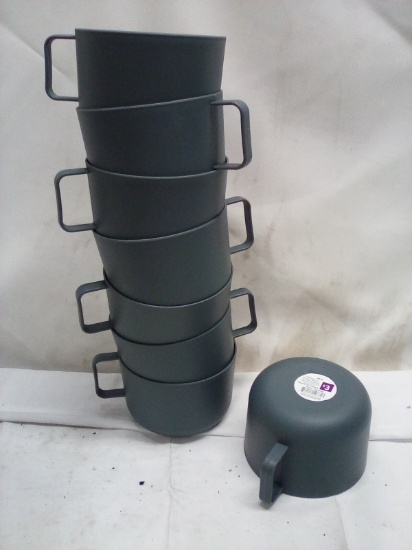 Set of 8 Grey Plastic Tabletop Mugs