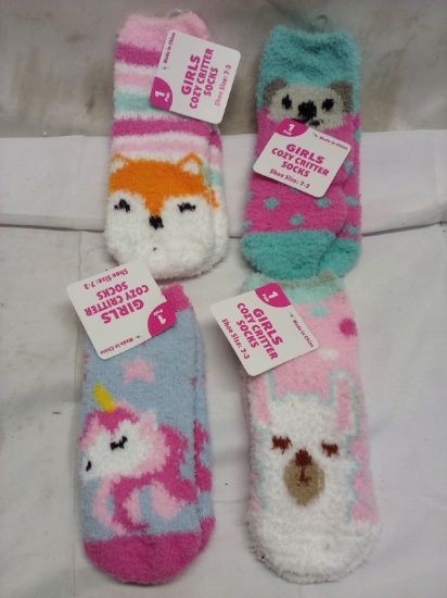 4 Pairs of Girls 7-3 Cozy Critter Socks