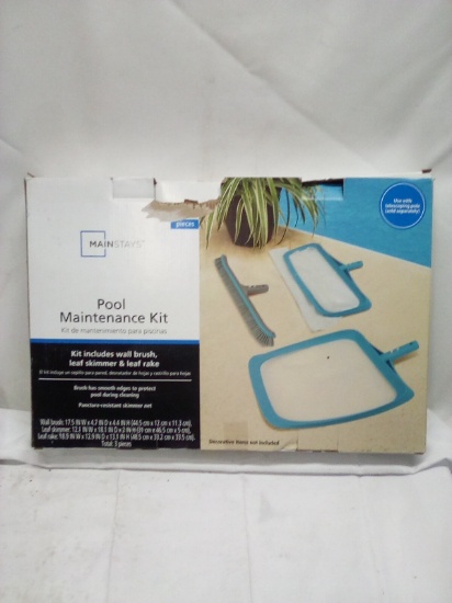 Pool Maintenance Kit- Wall Brush Leaf Skimmer & Leaf Rake