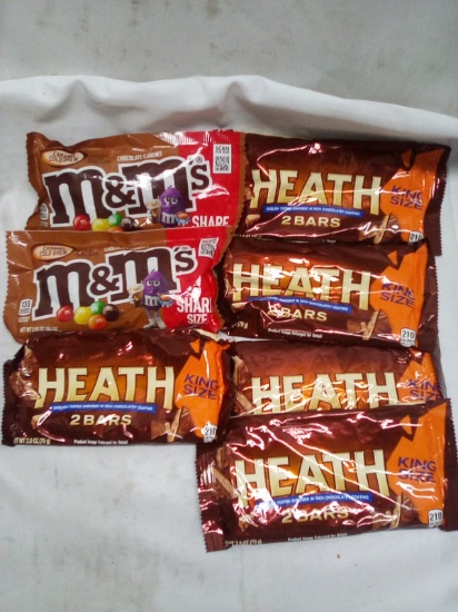 Qty 5 Heath Bar 2 Bar Pack/ qty 2 Caramel Cold Brew M&Ms