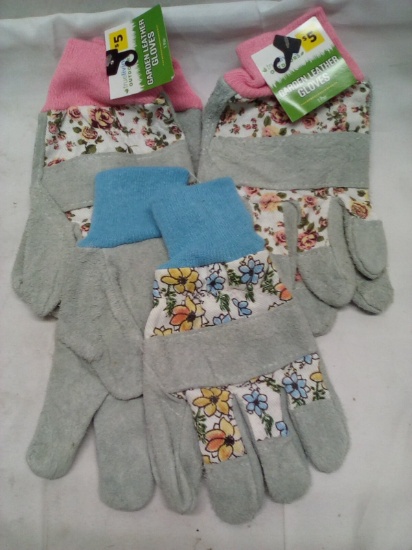 Qty 3 Pair Garden Leather Gloves
