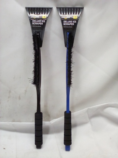 Pair of Assorted Color DriveMXD Deluxe Ice Scrapers w/ Brushed