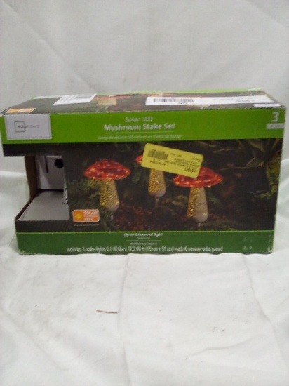 Solar LED Mushroom Stake Set 3pc