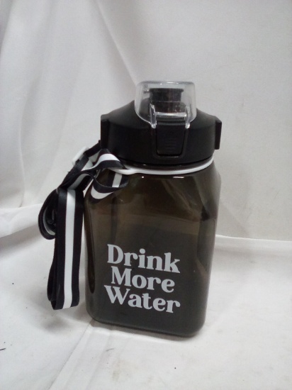 “Drink More Water” Flip-Top Sports Water Bottle w/ Lanyard