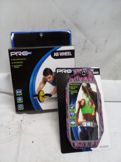 2Pc ProStrength Workout Lot- (1) Ab Wheel, (1) Active Waistband