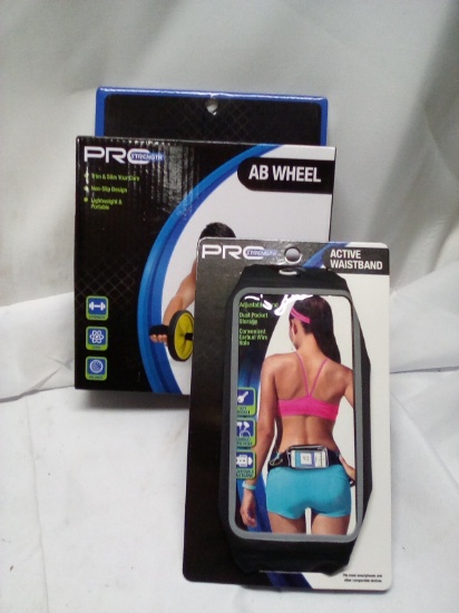 2Pc ProStrength Workout Lot- (1) Ab Wheel, (1) Active Waistband