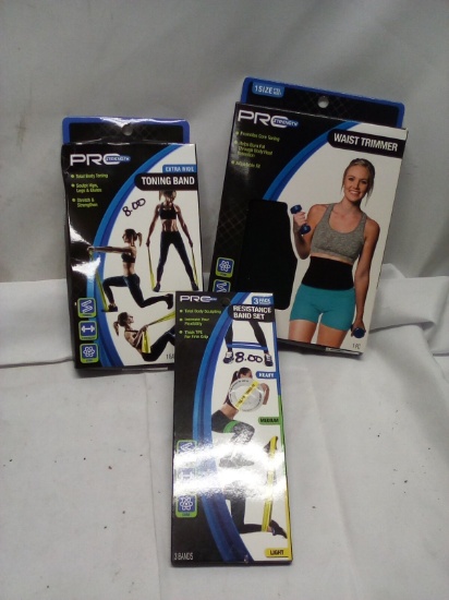 3Pc ProStrength Lot- (1) Toning Band, (1) Waist Trimmer, (1) Res. Band Set