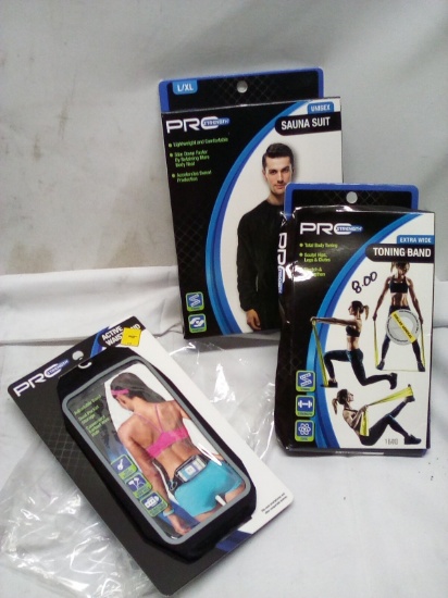 3Pc ProStrength Lot- (1) Toning Band, (1) Sauna Suit, (1) Active Waistband