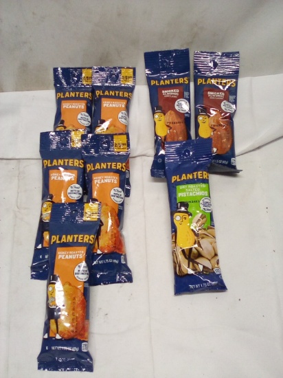 Lot of 8 Assorted Planters Nuts 1.75oz Snack Bags