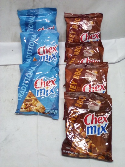 7Pc Chex Mix Snack Lot- (4) Honey BBQ, (3) Traditional