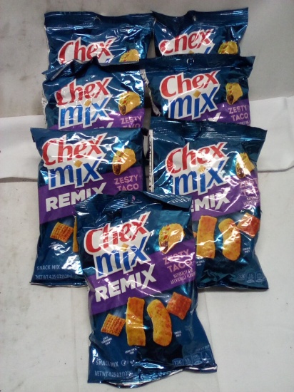 7Pc Chex Mix Snack Bag Lot- (7) Zesty Taco Remix